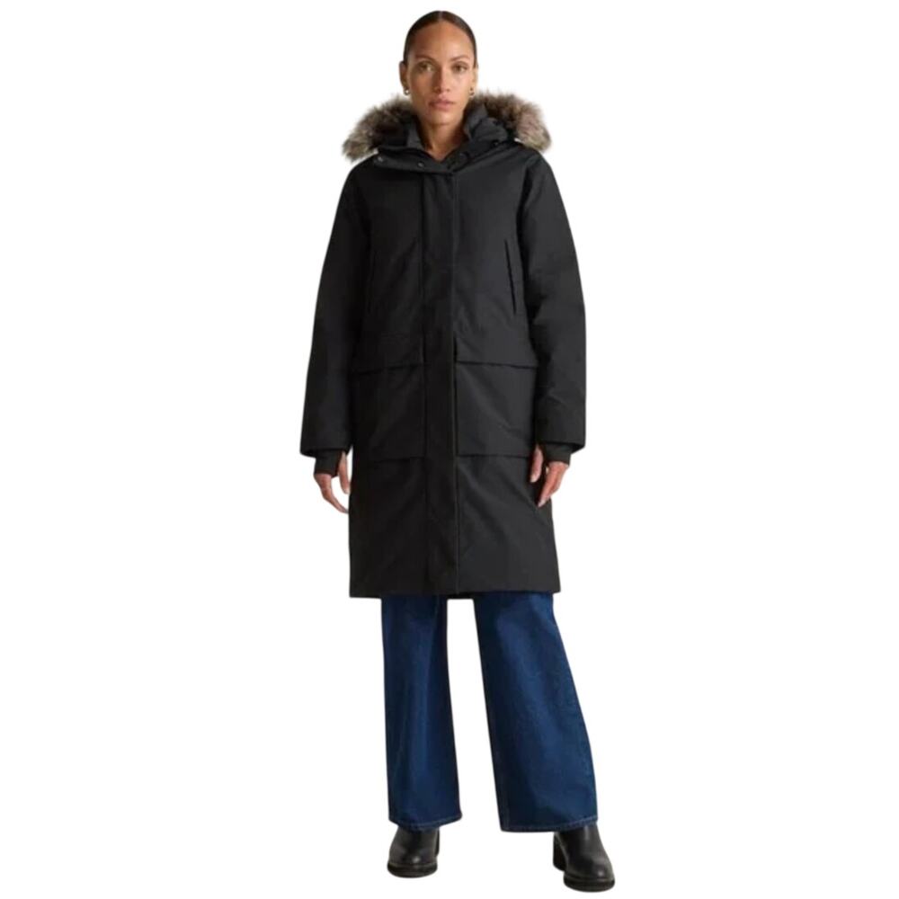Quince Read* Women's Medium Responsible Down Hooded Long Parka Black $190 Preppy
